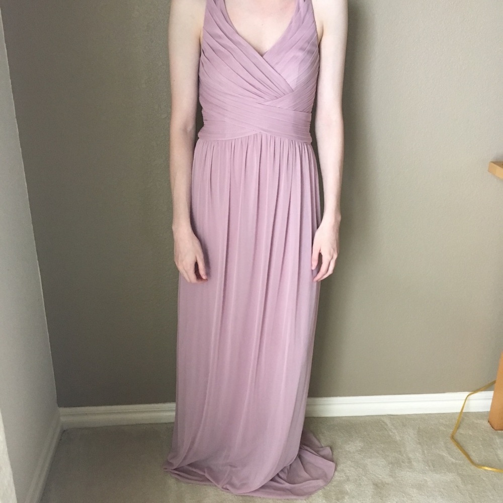 David’s Bridal Mesh Long Bridesmaid Dress
